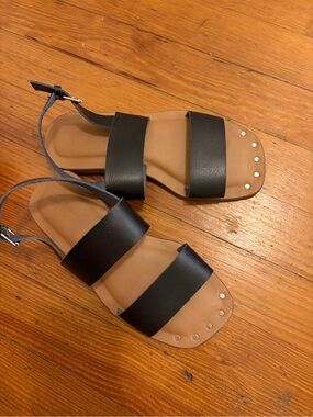 Target Black Two-Band Ankle-Strap Sandals